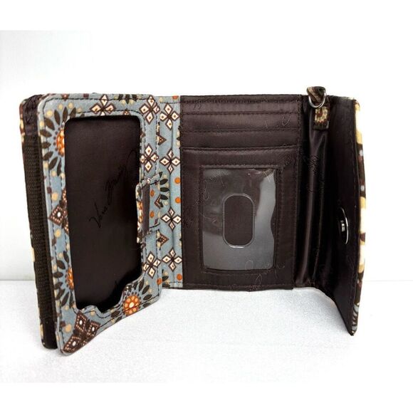 Vera Bradley Canyon Super Smart Wallet Floral Brown Orange Tan Blue - Picture 3 of 3